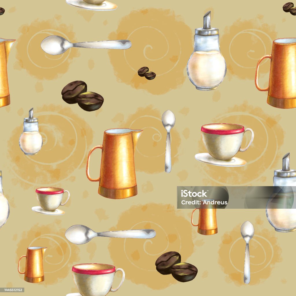 Coffee Pattern Design Using Syrup Coffe Pattern Stock Illustration - Download Image Now - Italy, Pattern ...