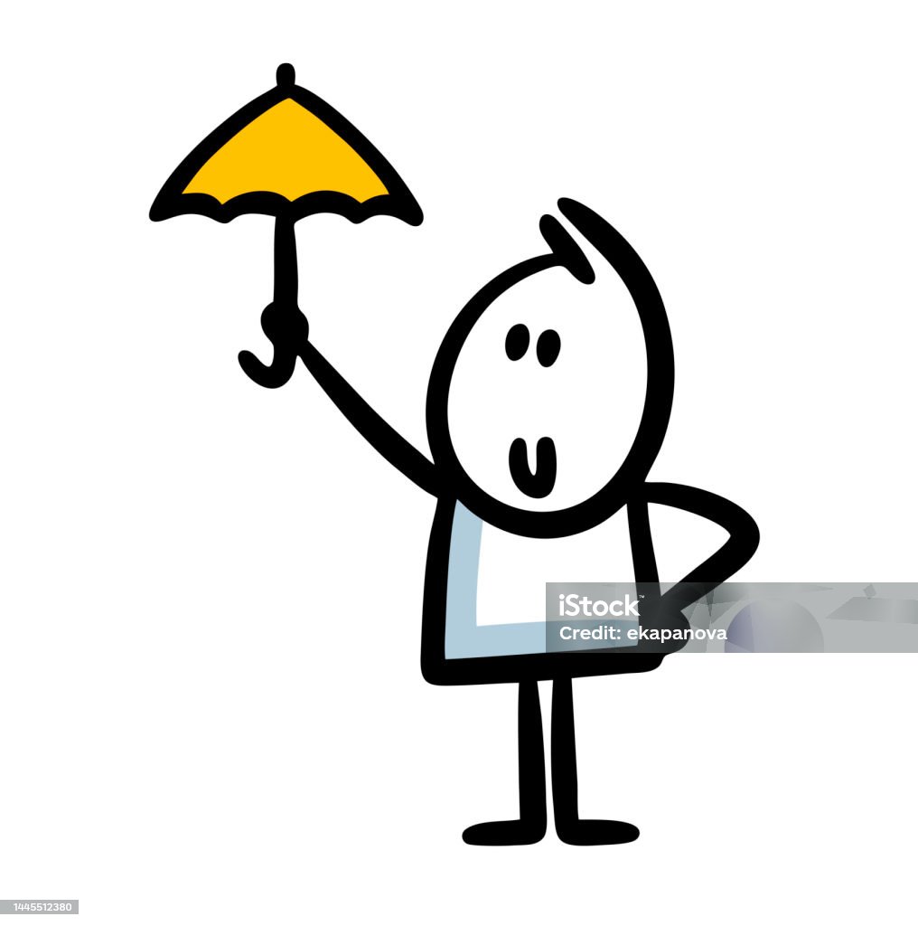 Nhân Vật Người Que Dễ Thương Cầm Ô Để Bảo Vệ Khỏi Mưa Hình minh ...