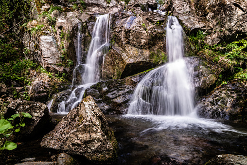 Waterfall Dvojni vodopad, Vodenička reka, Senokos, National park Stara planina, Srbija