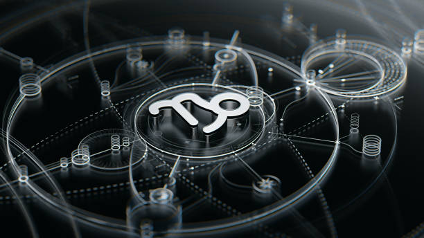 Capricorn zodiac sign with astrology map background