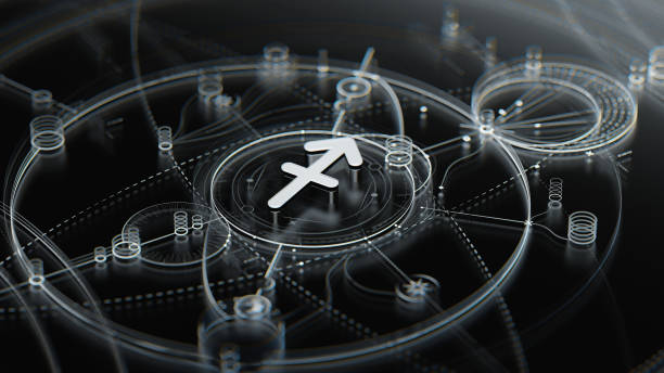 Sagittarius zodiac sign with astrology map background