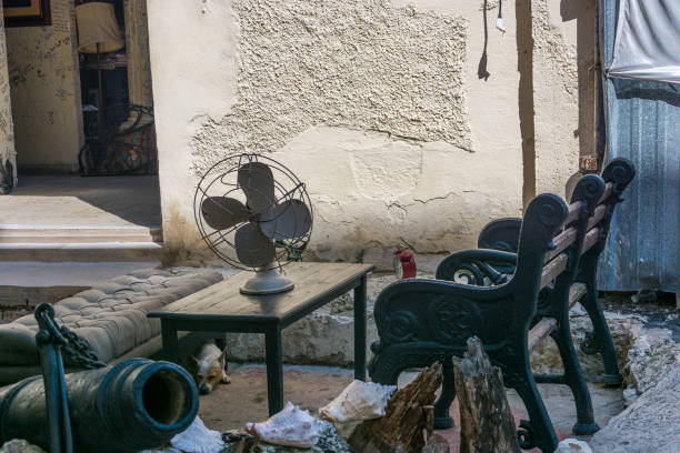 istock Fan on the table, streets of Havana. 1445535407
