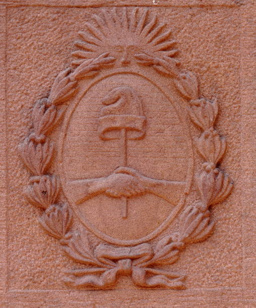 Argentine coat of arms isolated in brown color