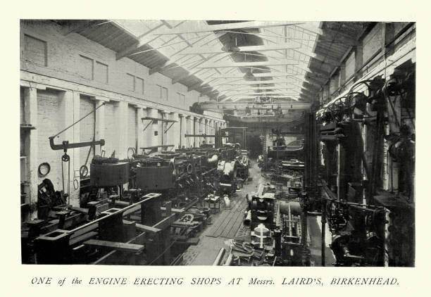 istock Engine erecting shops at Laird Brothers shipyard, Birkenhead, History Royal Navy shipbuilding, 19th Century 1445540809