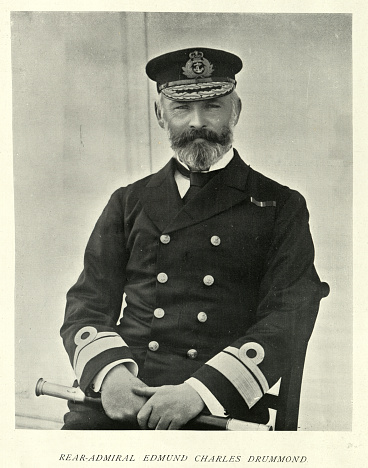 Vintage illustration after a photograph of Rear Admiral Edmund Drummond, Royal Navy officer, Commander-in-Chief, East Indies Station, Victorian 1890s