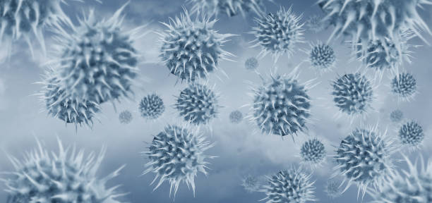 Concept of the spread of the virus in space. stock photo