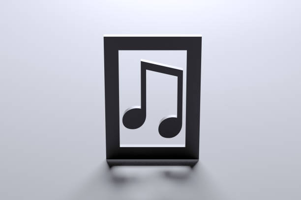 Musical notes concept.Sign,symbol of notes. Minimalistic abstract musical the notes.3D render.