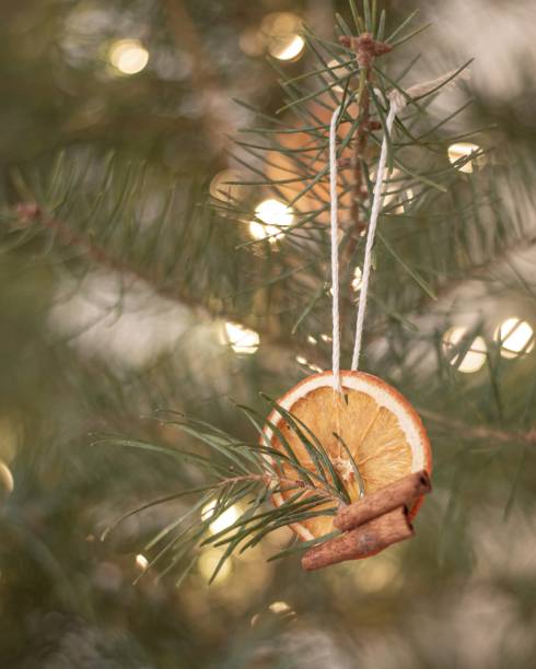 istock Orange slice ornament with cinnamon sticks and pine 1445546335
