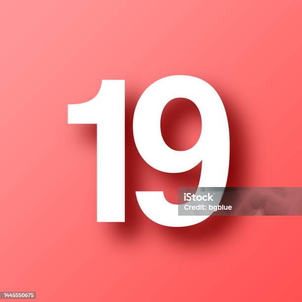 19 Number Nineteen Icon On Red Background With Shadow Stock 19 Number Nineteen Icon On Red Background With Shadow Stock