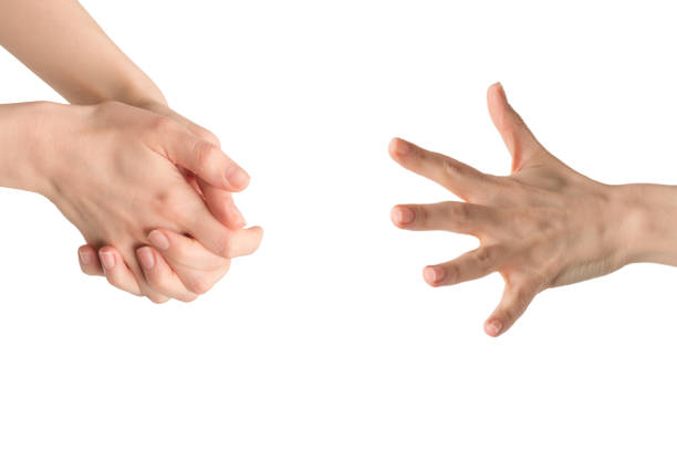 istock Woman hand isolated on a white background. 1445551360