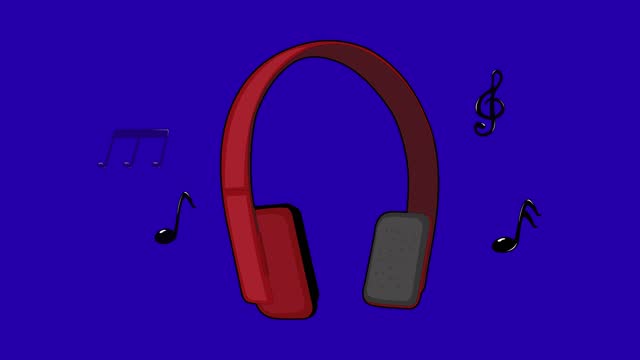 animation headset musical notes