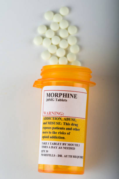 危険な処方薬、モルヒネ錠 - crime medicine narcotic rx ストックフォトと画像