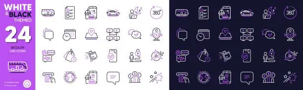Vector illustration of Approved phone, Approved and Text message line icons for website, printing. For design. Vector