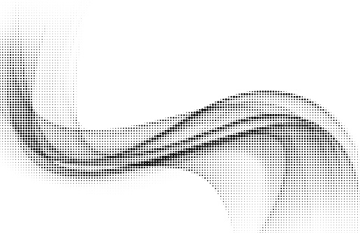 Smoke like halftone curved dotted lines. Vector illustration.