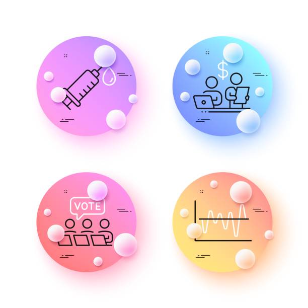 istock Budget accounting, Stock analysis and Medical syringe minimal line icons. For web application, printing. Vector 1445563064