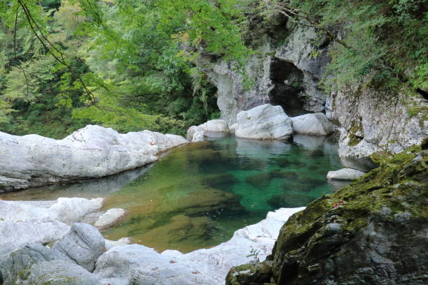 istock Setogawa Valley,Amegaeri Falls,Water flowing into a waterfall (Tosa Town, Kochi Prefecture) 1445564386