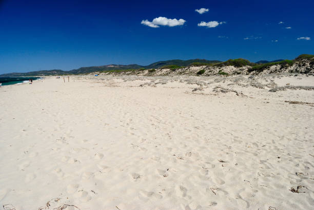 View of Pirotti Li Frati beach stock photo