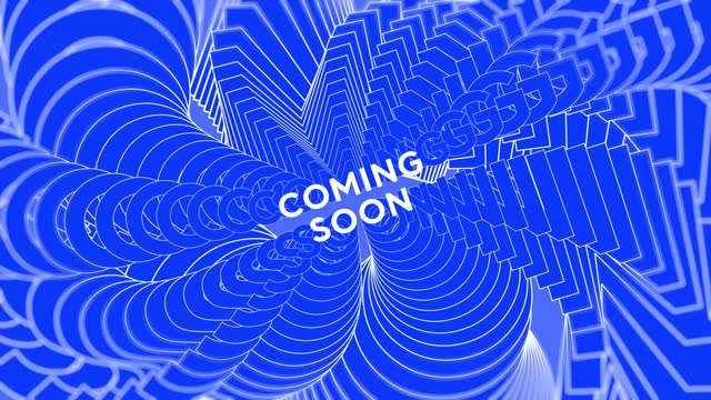 Coming Soon promo words swing on blue background animation loop. Coming Soon text swinging with many layers seamless backdrop. Creative sway promotion advertising kinetic typography.