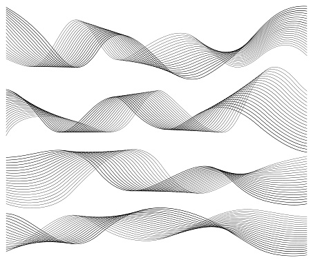 Set of vector abstract wavy lines for design