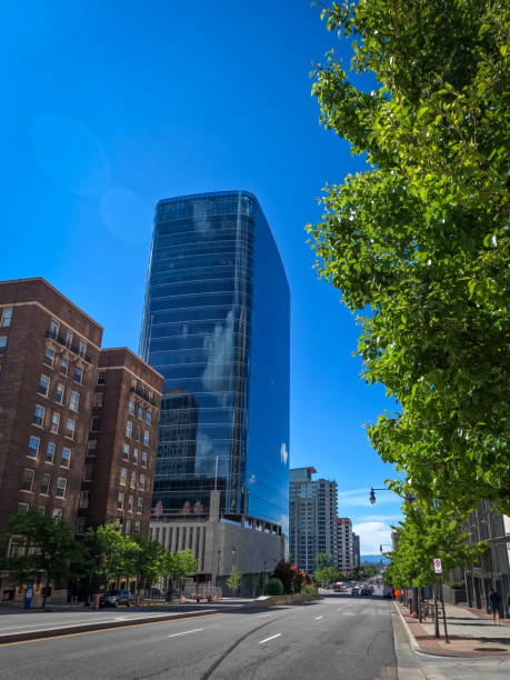 istock Downtown City Street With Tall Building 1445575980