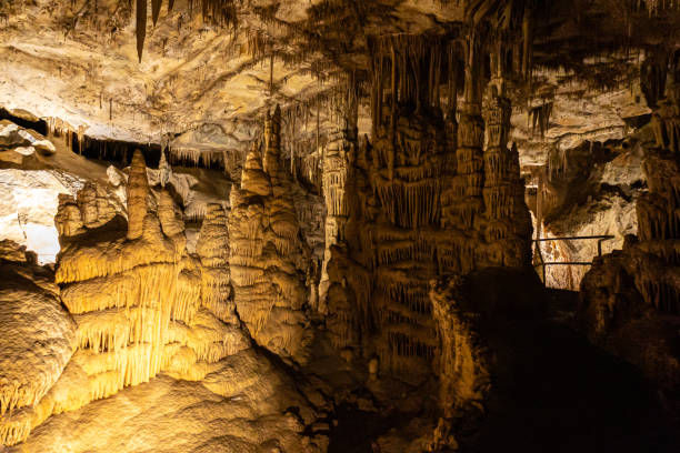 istock Cave With Stalactites and Stalagmites Calcium Carbonate Rock Formations 1445575991