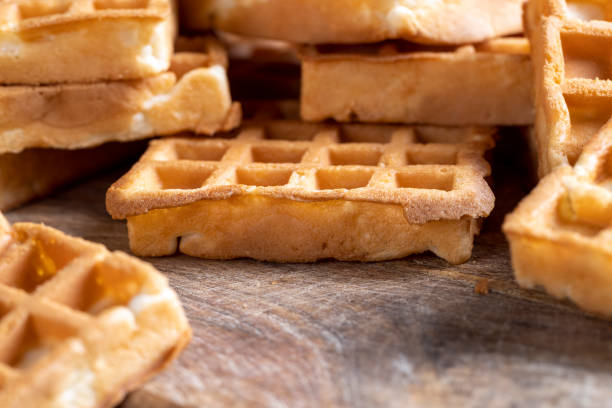 istock soft sweet waffles on the table, close up 1445576780