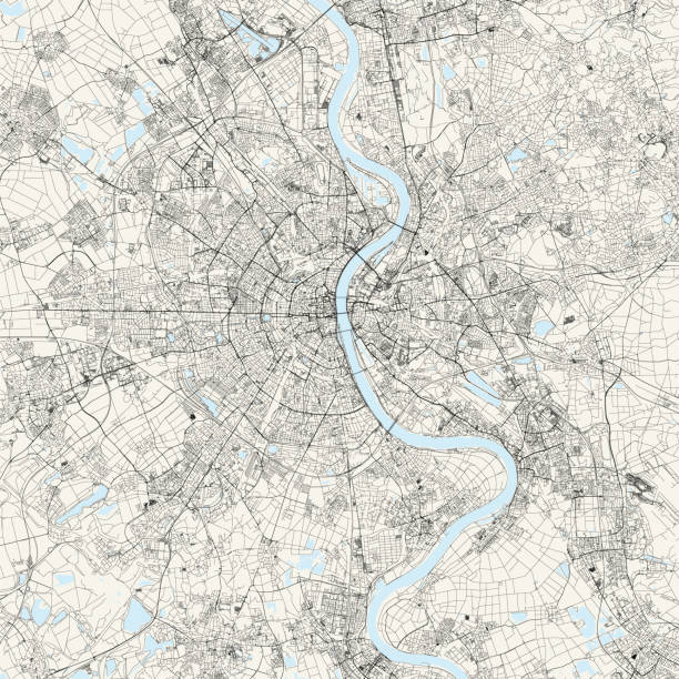 illustrazioni stock, clip art, cartoni animati e icone di tendenza di colonia, germania mappa vettoriale - map germany topographic map vector