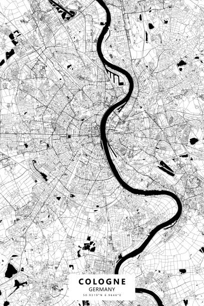 illustrazioni stock, clip art, cartoni animati e icone di tendenza di colonia, germania mappa vettoriale - map germany topographic map vector