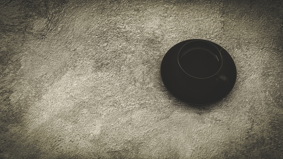 a cup of espresso on an isolated background, vinatage, black and white, nero. copy spce isolated