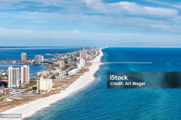 Pensacola Beach Aerial Stock Photo - Download Image Now - Pensacola, Florida - US State, Beach