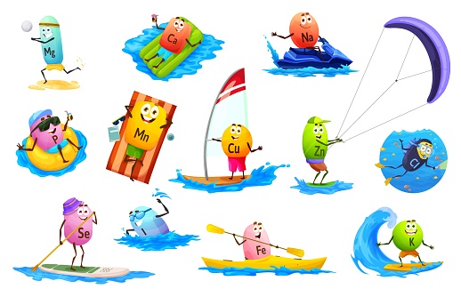 Cartoon Mineral Characters On Summer Vacation Stock Illustration - Download  Image Now - Humor, Iron - Metal, Bubble - iStock