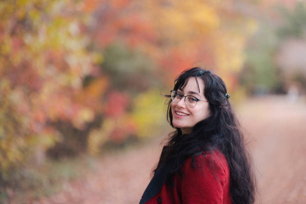 Beautiful LatinX Portrait WomanOutdoor ParkFall