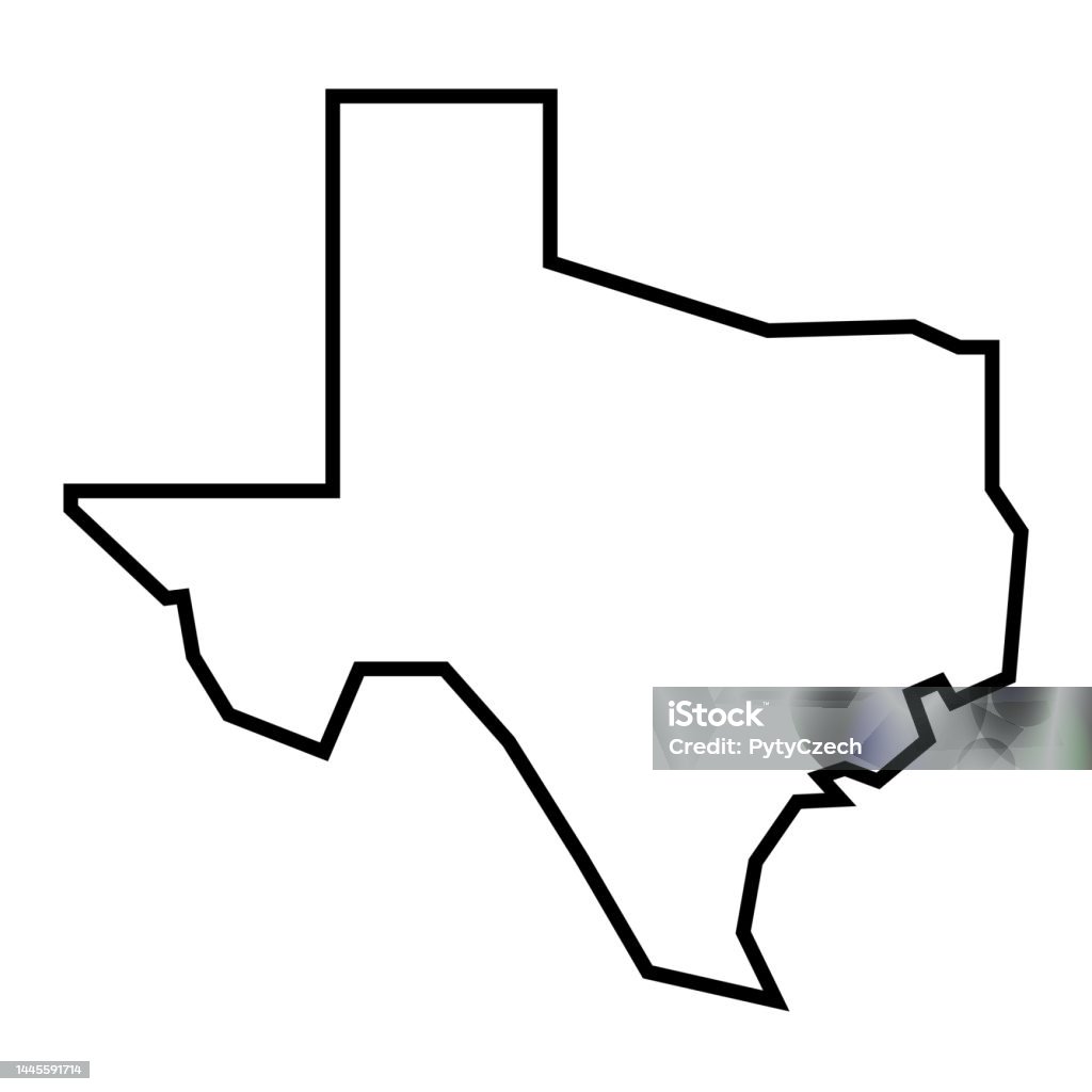 Texas Black Outline Map State Of Usa Stock Illustration - Download