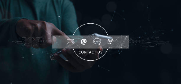 istock Contact us or Customer support hotline people connect. 1445602244