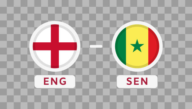 england vs senegal match design element. flags icons isolated on transparent background. football championship competition infographics. announcement, game score, scoreboard template. vector - england senegal stock illustrations