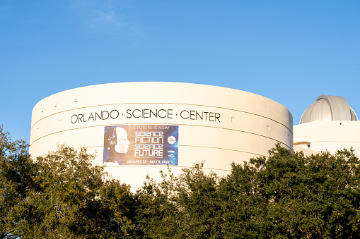 Orlando, FL, USA - February 1, 2022: Orlando Science Center is seen in Orlando, FL, USA. The Orlando Science Center is a private science museum.