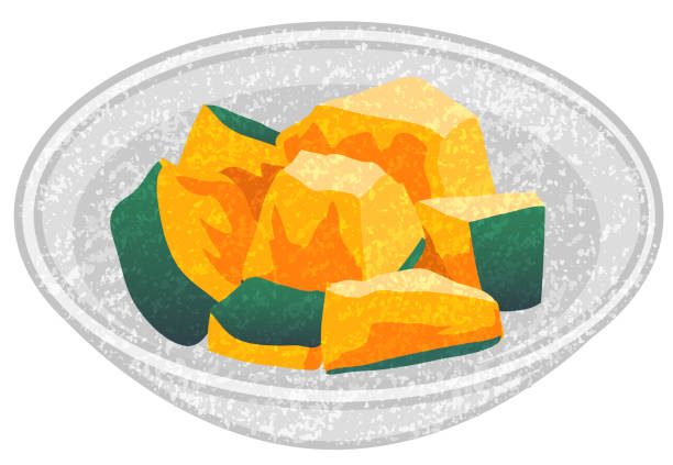 This is a simmered pumpkin. I drew it in a hand-drawn style. This is a simmered pumpkin. I drew it in a hand-drawn style.
Kabocha-nimono (simmered pumpkin) is a Japanese food that is known as "mother's food. kabocha stock illustrations