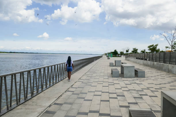 Tourist walking along the promenade