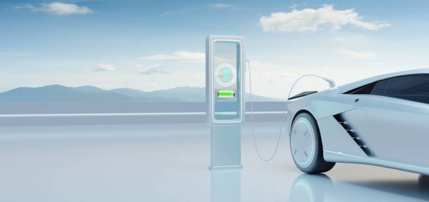 istock EV Car charging with modern UI control information display charging station 1445611155