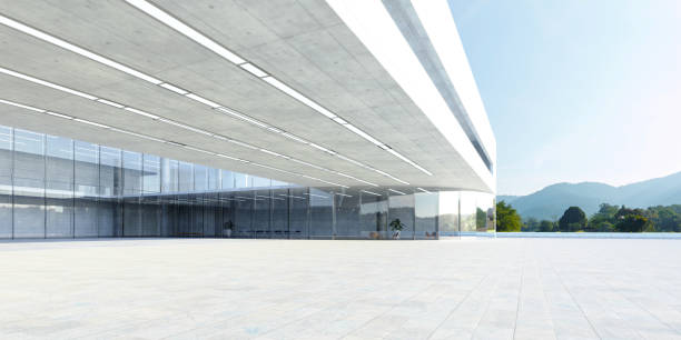 istock Empty floor with office buildings and modern architecture 1445611935