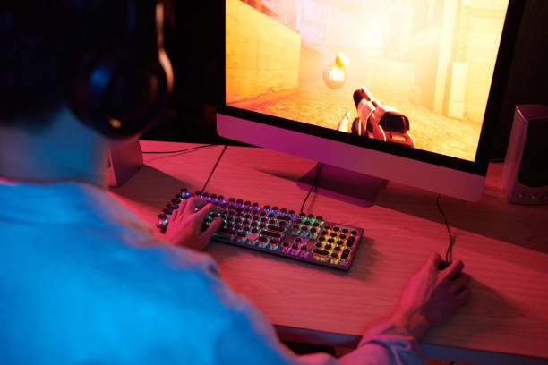 istock Boy Playing First Person Shooter Videogame 1445623941
