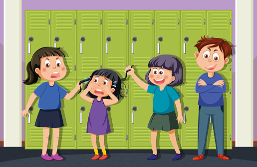 Kids bullying their friend at school illustration