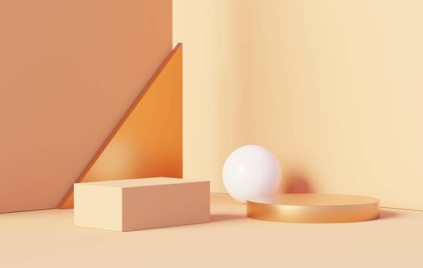 istock Podium backgrounds stage platform for product presentation and mock up. Minimal scene backdrop with clean design. Vacant pedestal for mock up. Empty stage with pastel color for cosmetic. 3D render. 1445625300