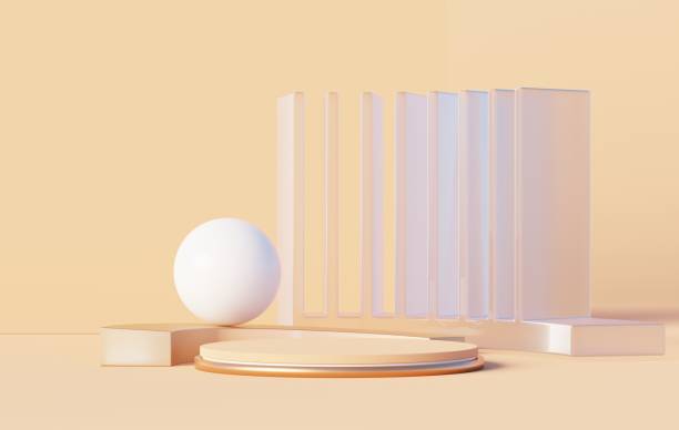 istock Podium backgrounds stage platform for product presentation and mock up. Minimal scene backdrop with clean design. Vacant pedestal for mock up. Empty stage with pastel color for cosmetic. 3D render. 1445626463