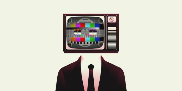 istock Man in suit with a TV instead of head vector illustration. 1445628902