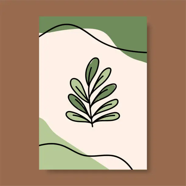 Vector illustration of Leaf illustrations with abstract cover background. Abstract Art design for print, cover, wallpaper, Minimal and natural wall art. Vector illustration.