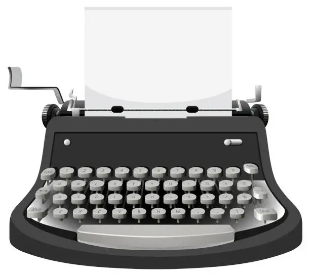 Vector illustration of Vintage typewriter in black color