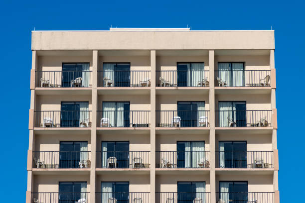 A reflection of the sun on a spot of an apartment building