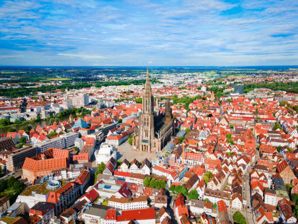 istock Ulm Minster Church aerial panoramic view, Germany 1445631447