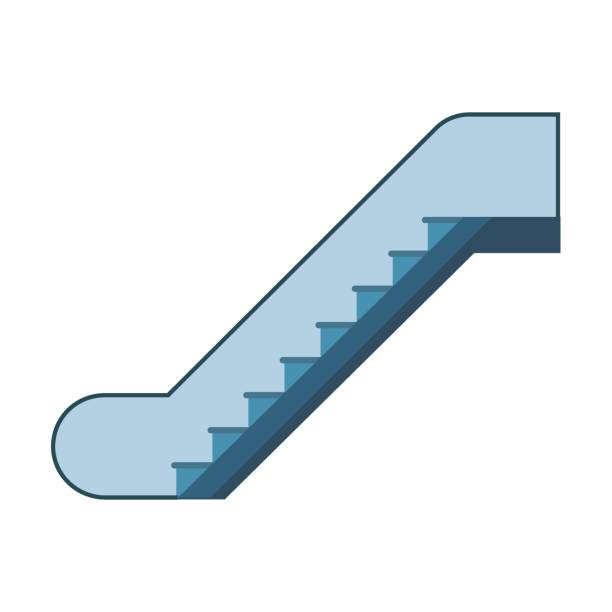 istock Elevator element vector illustration. Lift door from wood and metal, staircase or escalator, up and down on white background 1445631785